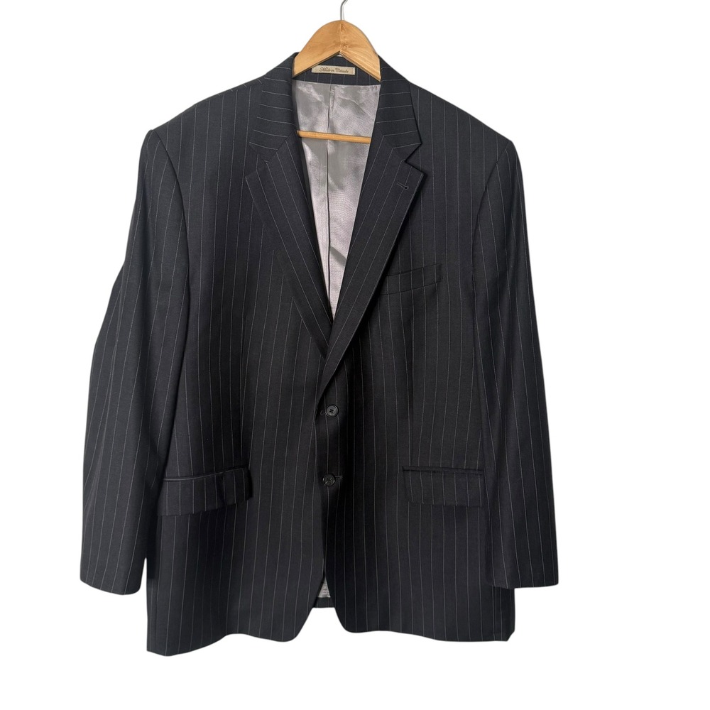 Vitale Barberis Canonico Mens Pinstriped‎ Blazer Suit Jacket Size 50R Super 110s